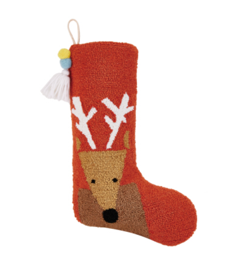 Reindeer Stocking with Pom Tassel