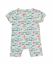 Load image into Gallery viewer, Swimmy Sharks Short Romper
