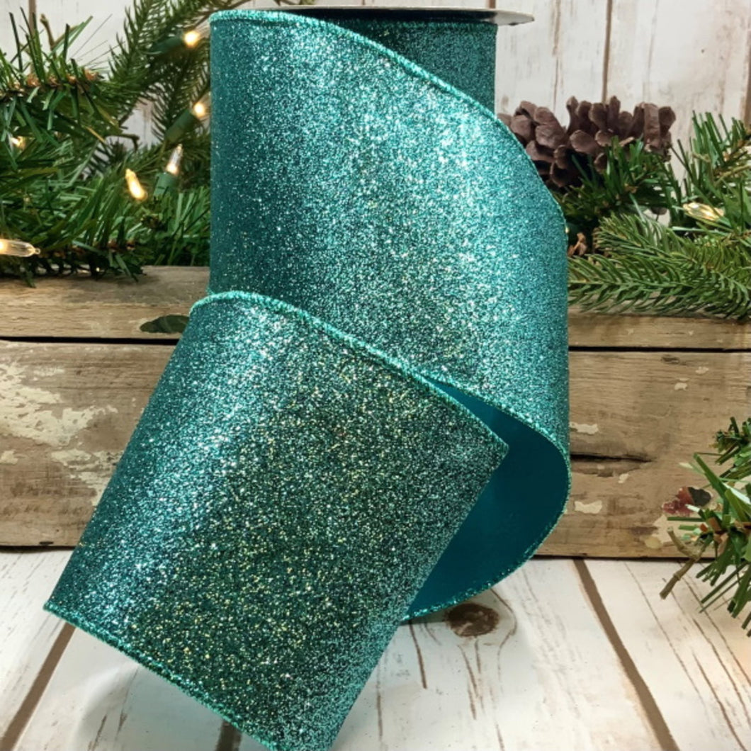 Vintage Glitter Aqua Ribbon 1.5