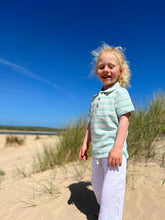 Load image into Gallery viewer, Polo Aqua Stripe