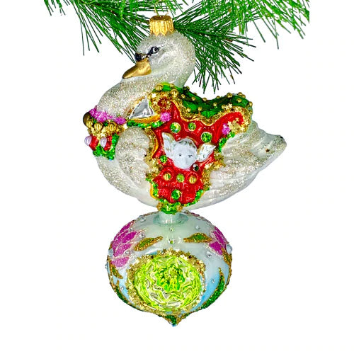 Heartfully Yours Christmas Swan Ornament