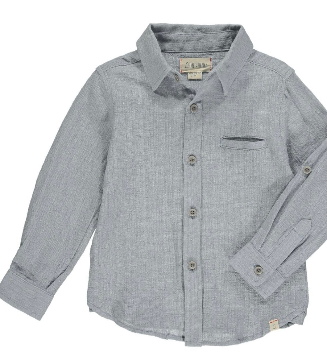 Button Up Linen Shirt Grey