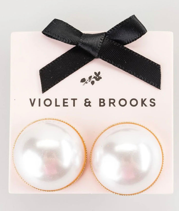 Pearl Button Post Earring