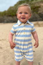 Load image into Gallery viewer, Polo Romper Blue &amp; Cream Stripe