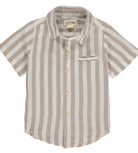 Button Up Stripe Short Sleeve Shirt