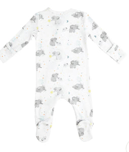 Zipper Footie Elephants Blue