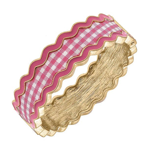 Gingham Statement Bangle Pink