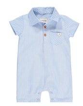 Load image into Gallery viewer, Polo Romper Blue Stripe