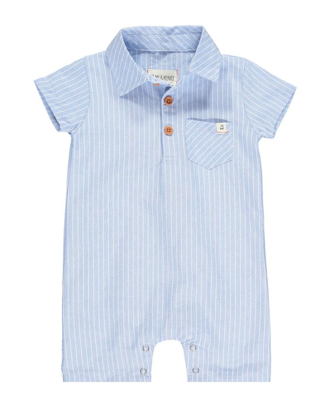Polo Romper Blue Stripe