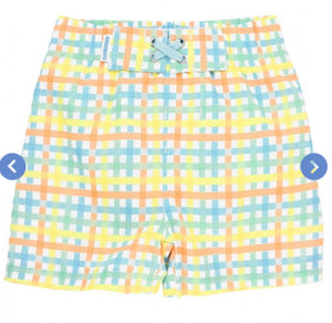 Summertime Gingham Swim Trunks