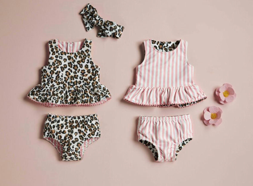 Reversible Leopard Swimsuit Set