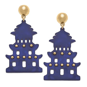 Resin Earring Navy Pagoda