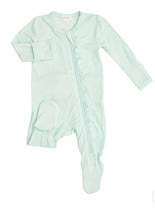 Load image into Gallery viewer, Ruffle Front Zipper Footie Jade Star