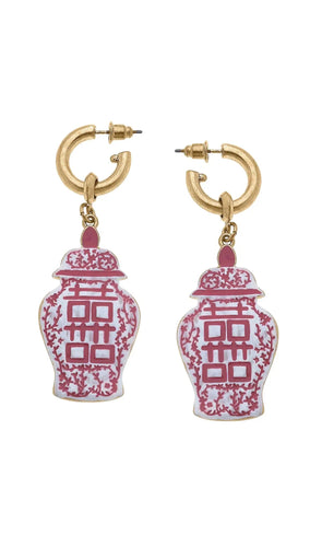 Enamel Earrings Ginger Jar