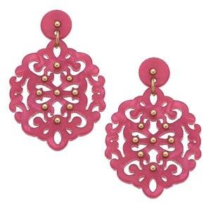 Resin Earring Filigree Pink