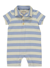 Load image into Gallery viewer, Polo Romper Blue &amp; Cream Stripe