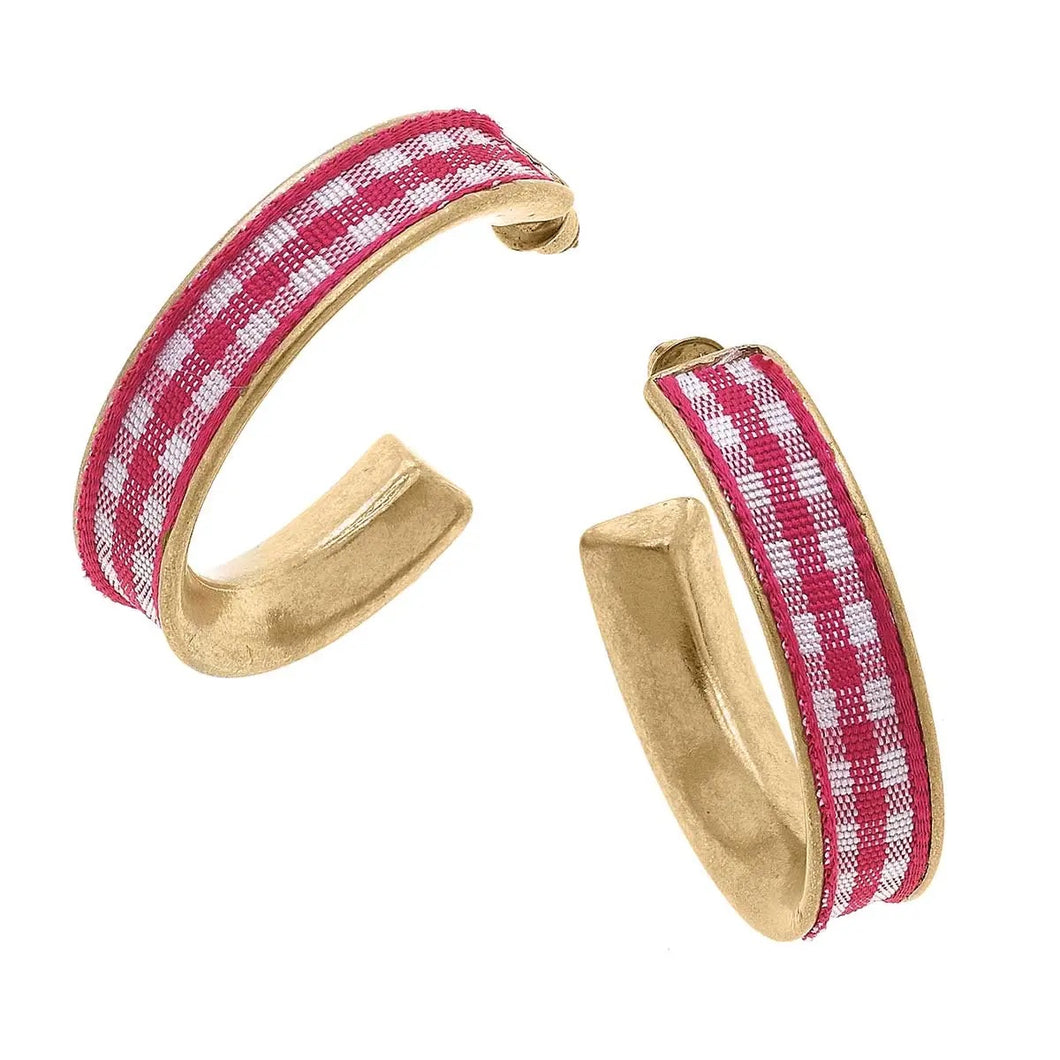 Gingham Earring Pink