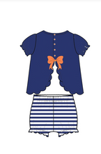 Load image into Gallery viewer, Navy &amp; Orange Bloomer Set