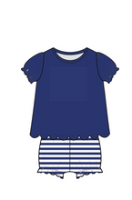 Load image into Gallery viewer, Navy &amp; Orange Bloomer Set