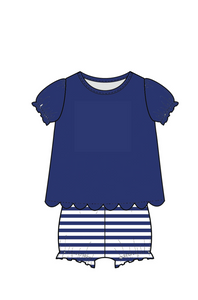 Navy & Orange Bloomer Set