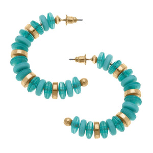 Aqua Beaded Hoop Earring