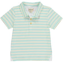 Load image into Gallery viewer, Polo Aqua &amp; Cream Stripe