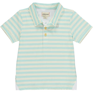 Polo Aqua & Cream Stripe