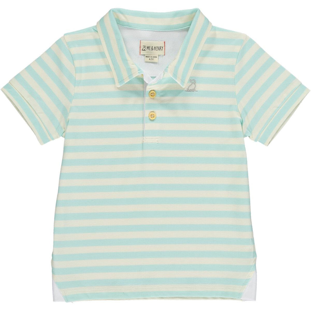 Polo Aqua & Cream Stripe