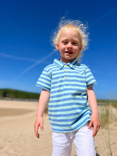 Load image into Gallery viewer, Polo Blue &amp; Grey Stripe