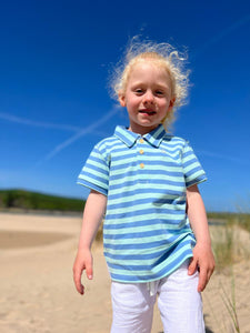Polo Blue & Grey Stripe