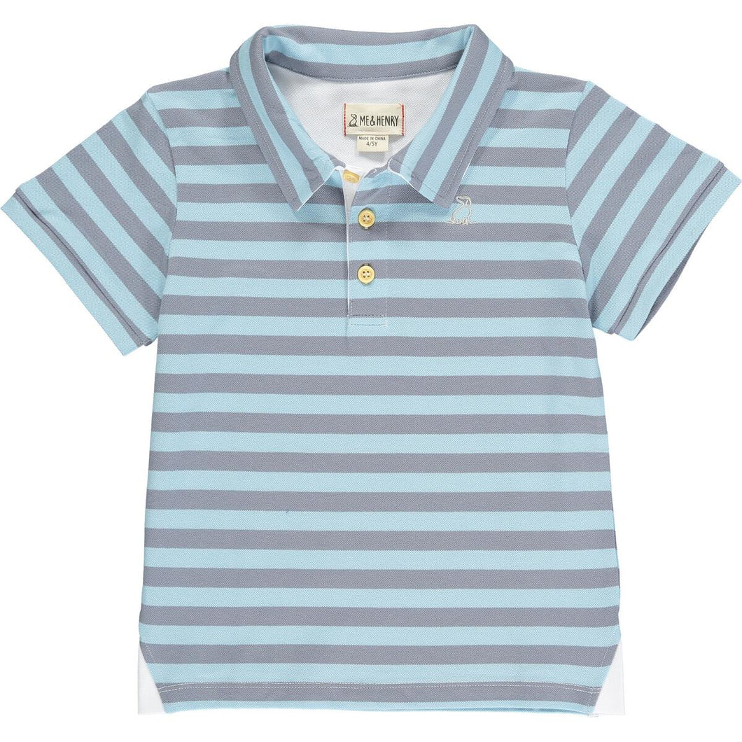 Polo Blue & Grey Stripe