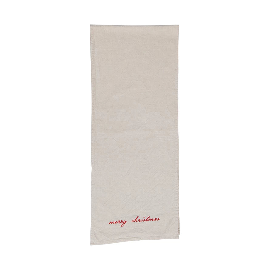 Cream Merry Christmas Table Runner