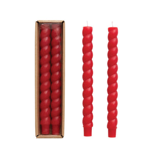 Red Twisted Taper Candle Set